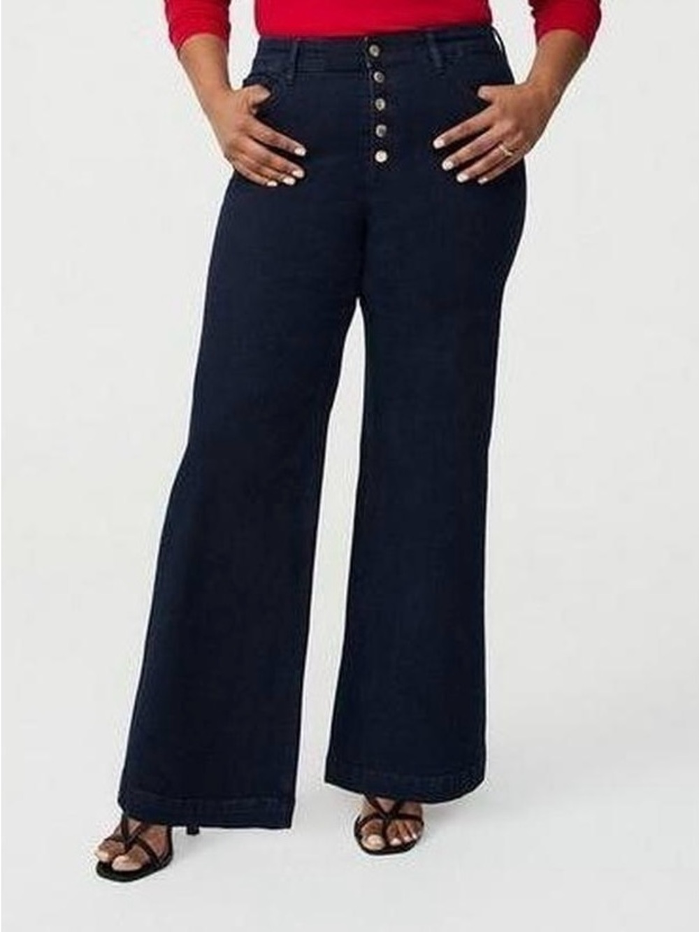Torrid Dark Blue High-Rise Wide Leg Jeans with 5-Button Front